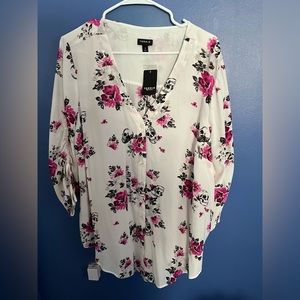 Torrid Skull and Floral Blouse - White, Size 2X